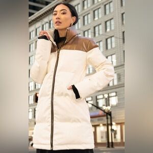 NWT Bohme Faux leather two tone Coat. Never worn.